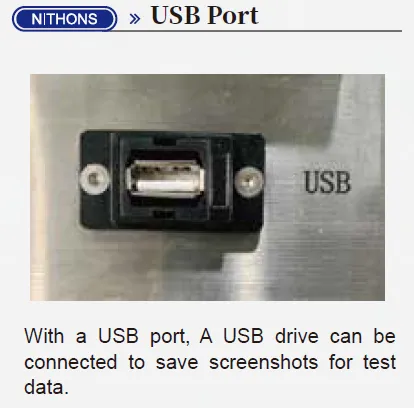 USB Port for Screenshot Saving USB Port for Screenshot Saving